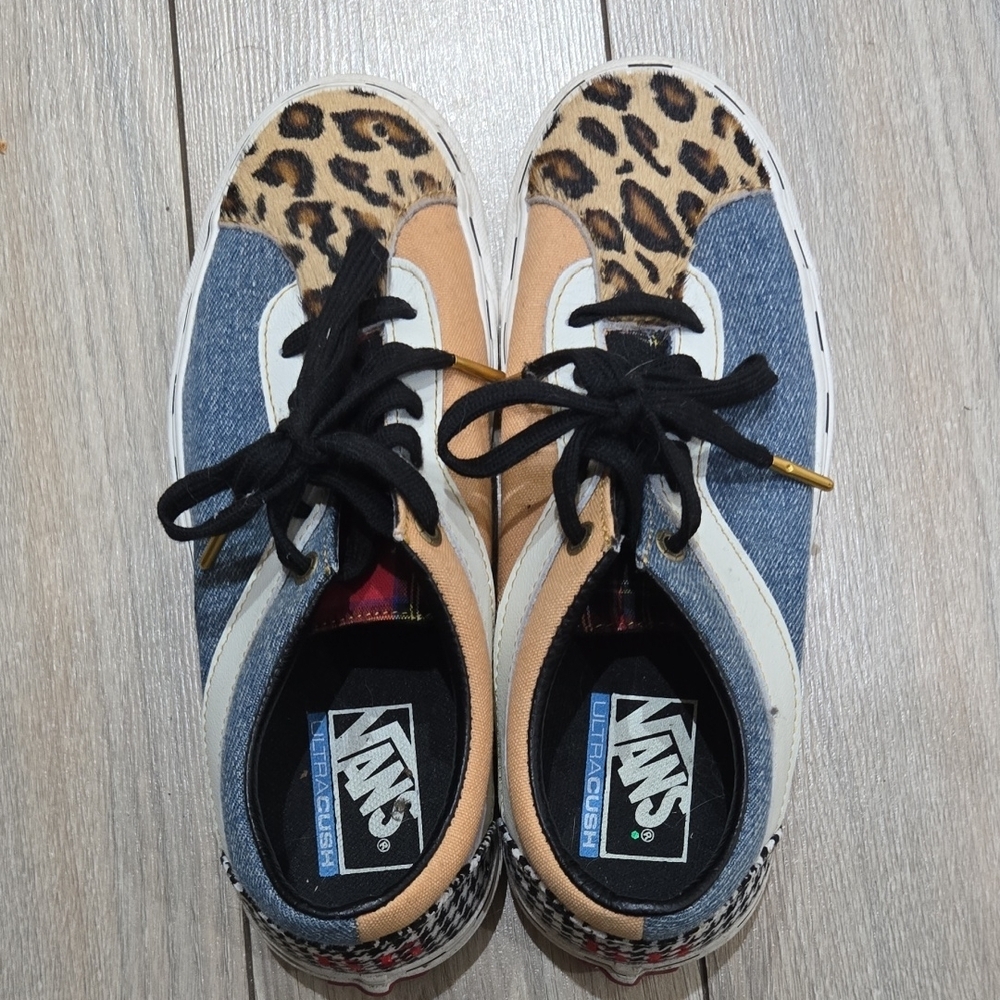 VANS Leopard Print Denim Sneakers